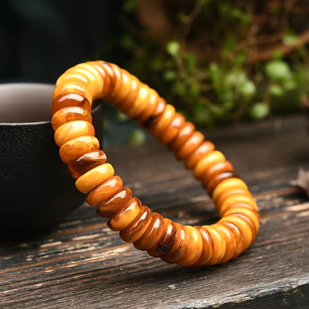 Natural Burmese Amber Bracelet with Abacus Beads, Unisex Gift